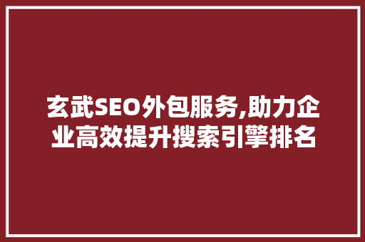 玄武SEO外包服务,助力企业高效提升搜索引擎排名