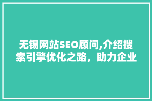 无锡网站SEO顾问,介绍搜索引擎优化之路，助力企业提升网络竞争力