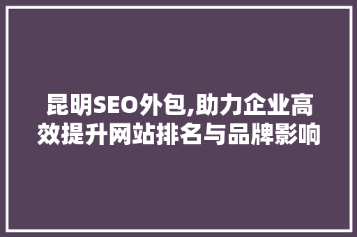 昆明SEO外包,助力企业高效提升网站排名与品牌影响力
