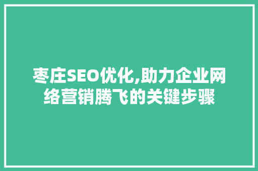 枣庄SEO优化,助力企业网络营销腾飞的关键步骤