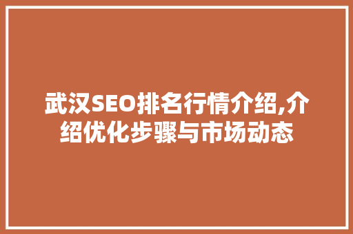 武汉SEO排名行情介绍,介绍优化步骤与市场动态