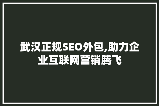 武汉正规SEO外包,助力企业互联网营销腾飞