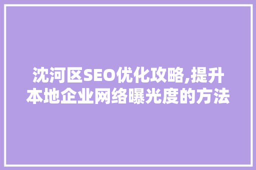 沈河区SEO优化攻略,提升本地企业网络曝光度的方法