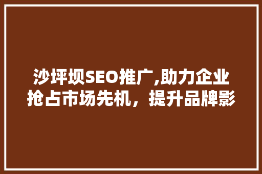 沙坪坝SEO推广,助力企业抢占市场先机，提升品牌影响力
