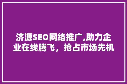 济源SEO网络推广,助力企业在线腾飞，抢占市场先机
