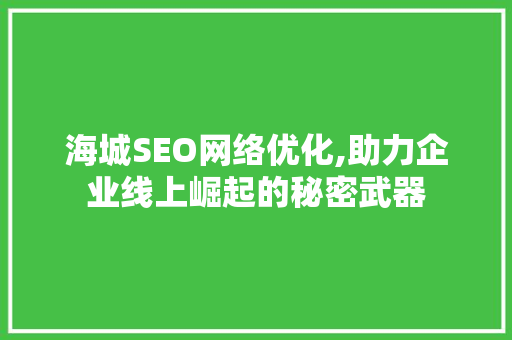 海城SEO网络优化,助力企业线上崛起的秘密武器