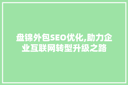 盘锦外包SEO优化,助力企业互联网转型升级之路