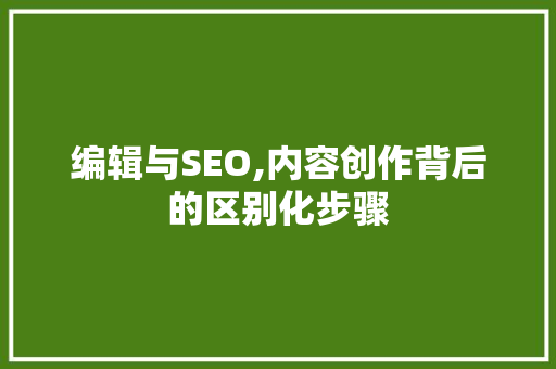 编辑与SEO,内容创作背后的区别化步骤