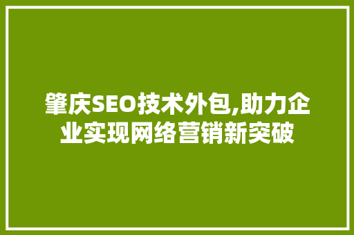 肇庆SEO技术外包,助力企业实现网络营销新突破