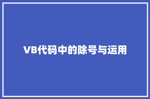 VB代码中的除号与运用