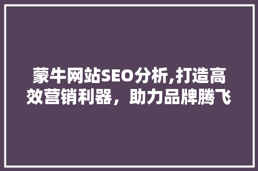 蒙牛网站SEO分析,打造高效营销利器，助力品牌腾飞