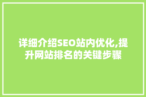 详细介绍SEO站内优化,提升网站排名的关键步骤