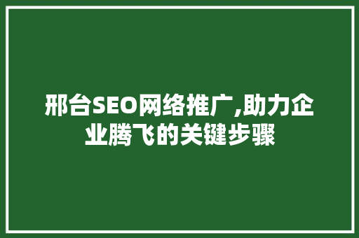 邢台SEO网络推广,助力企业腾飞的关键步骤