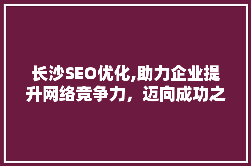 长沙SEO优化,助力企业提升网络竞争力，迈向成功之路