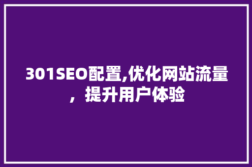 301SEO配置,优化网站流量，提升用户体验