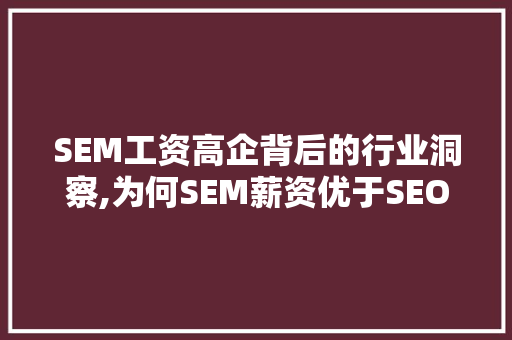 SEM工资高企背后的行业洞察,为何SEM薪资优于SEO
