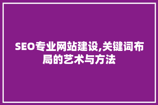 SEO专业网站建设,关键词布局的艺术与方法