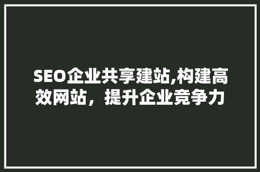 SEO企业共享建站,构建高效网站，提升企业竞争力
