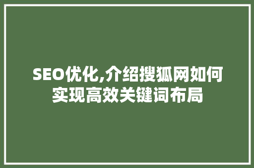 SEO优化,介绍搜狐网如何实现高效关键词布局