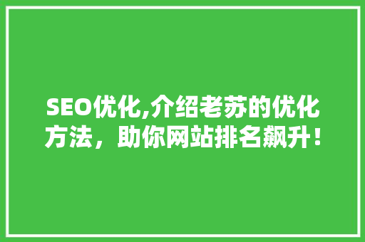 SEO优化,介绍老苏的优化方法，助你网站排名飙升！