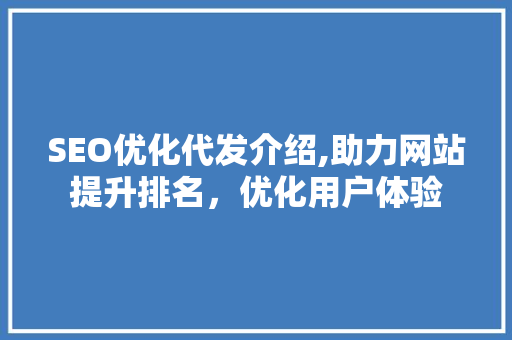 SEO优化代发介绍,助力网站提升排名，优化用户体验