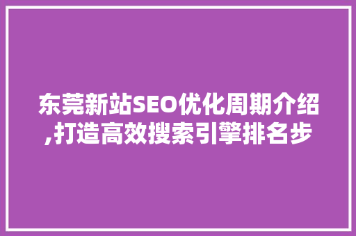 东莞新站SEO优化周期介绍,打造高效搜索引擎排名步骤