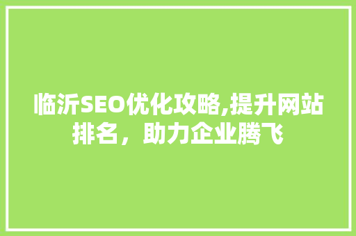 临沂SEO优化攻略,提升网站排名，助力企业腾飞