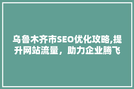 乌鲁木齐市SEO优化攻略,提升网站流量，助力企业腾飞