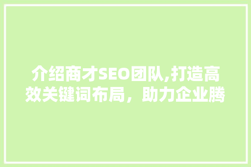 介绍商才SEO团队,打造高效关键词布局，助力企业腾飞