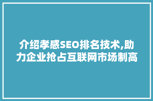 介绍孝感SEO排名技术,助力企业抢占互联网市场制高点