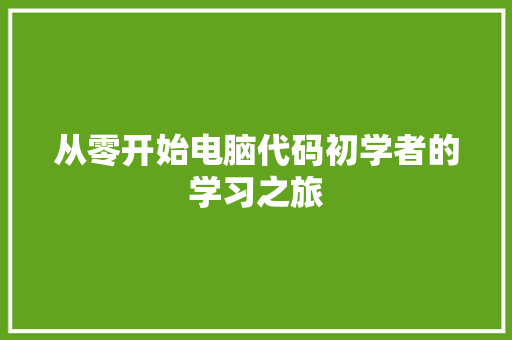 从零开始电脑代码初学者的学习之旅