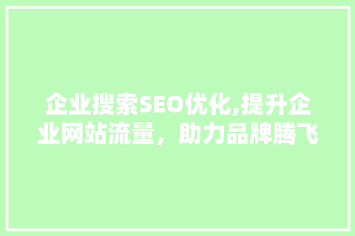 企业搜索SEO优化,提升企业网站流量，助力品牌腾飞