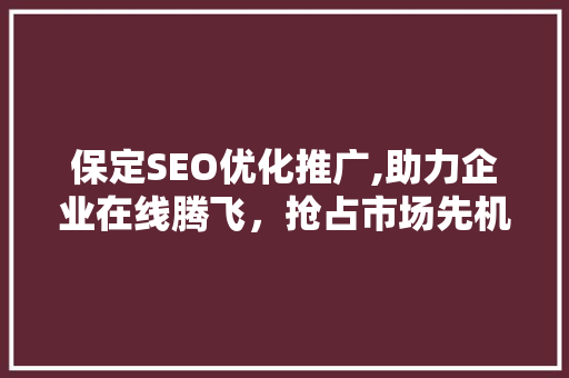 保定SEO优化推广,助力企业在线腾飞，抢占市场先机