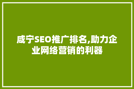 咸宁SEO推广排名,助力企业网络营销的利器