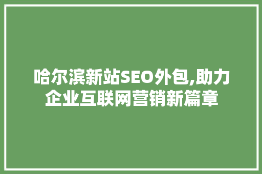 哈尔滨新站SEO外包,助力企业互联网营销新篇章