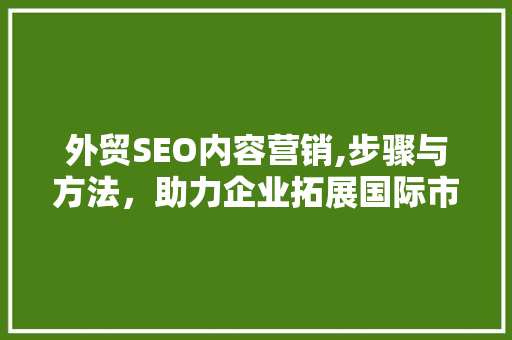 外贸SEO内容营销,步骤与方法，助力企业拓展国际市场