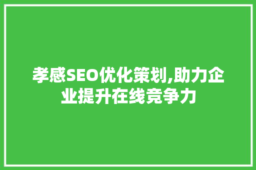 孝感SEO优化策划,助力企业提升在线竞争力