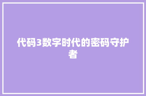 代码3数字时代的密码守护者