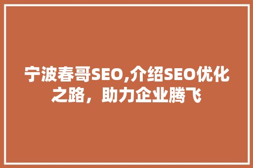 宁波春哥SEO,介绍SEO优化之路，助力企业腾飞