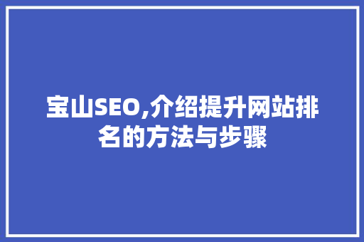 宝山SEO,介绍提升网站排名的方法与步骤