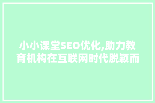小小课堂SEO优化,助力教育机构在互联网时代脱颖而出