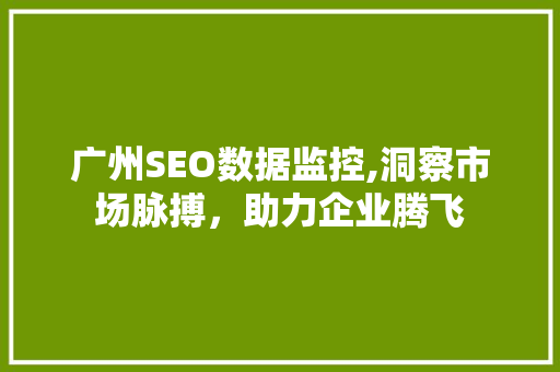广州SEO数据监控,洞察市场脉搏，助力企业腾飞