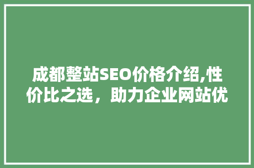 成都整站SEO价格介绍,性价比之选，助力企业网站优化