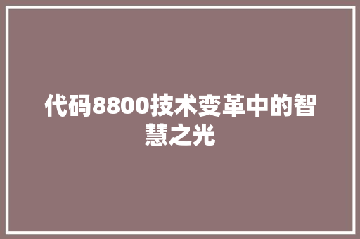 代码8800技术变革中的智慧之光