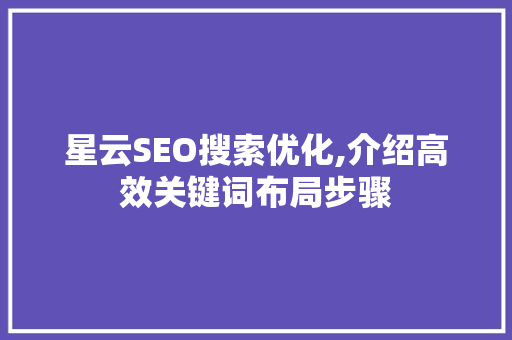 星云SEO搜索优化,介绍高效关键词布局步骤