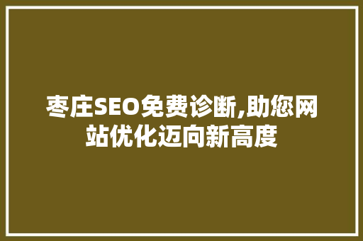 枣庄SEO免费诊断,助您网站优化迈向新高度