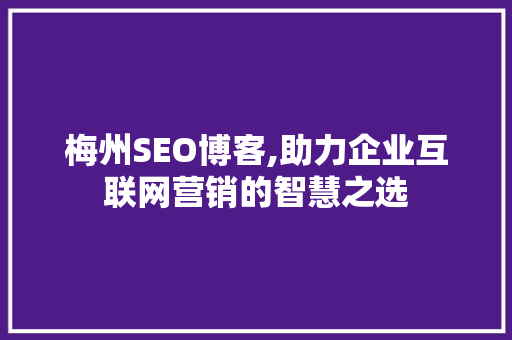 梅州SEO博客,助力企业互联网营销的智慧之选