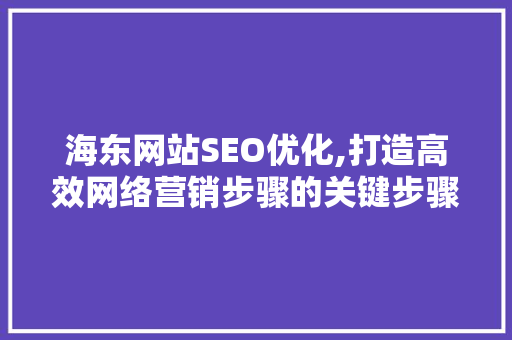 海东网站SEO优化,打造高效网络营销步骤的关键步骤