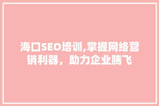 海口SEO培训,掌握网络营销利器，助力企业腾飞