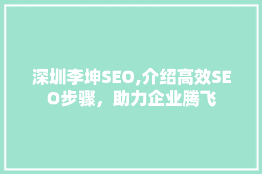 深圳李坤SEO,介绍高效SEO步骤，助力企业腾飞